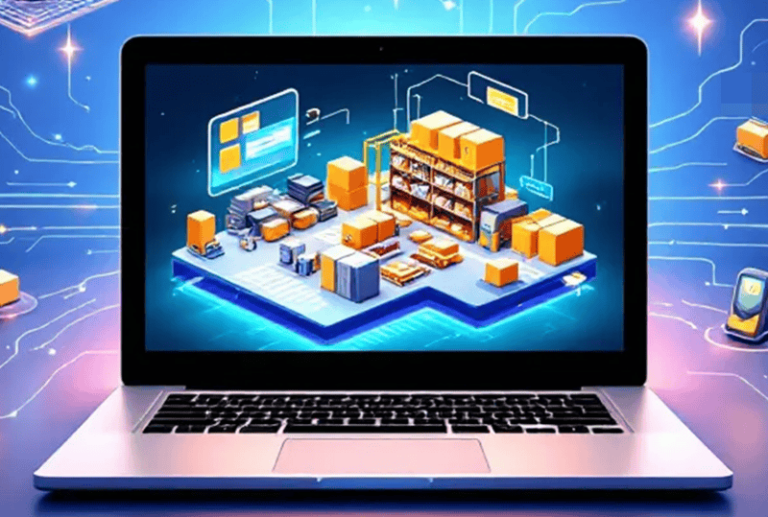 Laptop screen displaying warehouse layout with 3PL software, highlighting the importance of WMS in modern warehouse operations