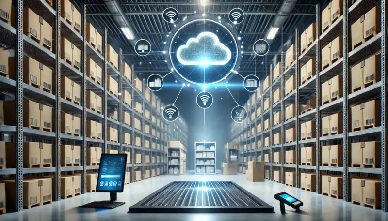 Cloud warehouse management system optimizing warehouse operations and showcasing modern efficiency