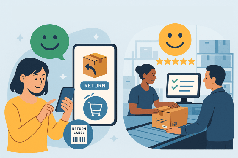 An illustration depicting the importance of returns management in ecommerce, highlighting customer satisfaction.