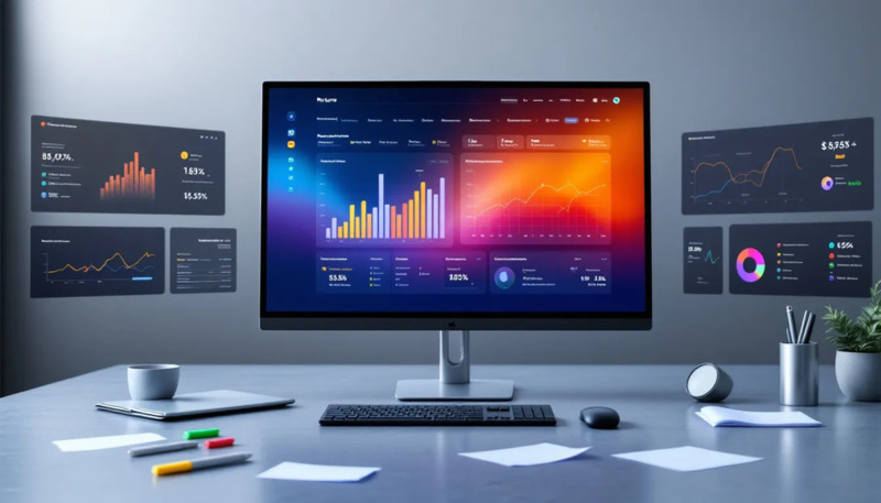 A tech-savvy workspace showcasing returns management software in action.