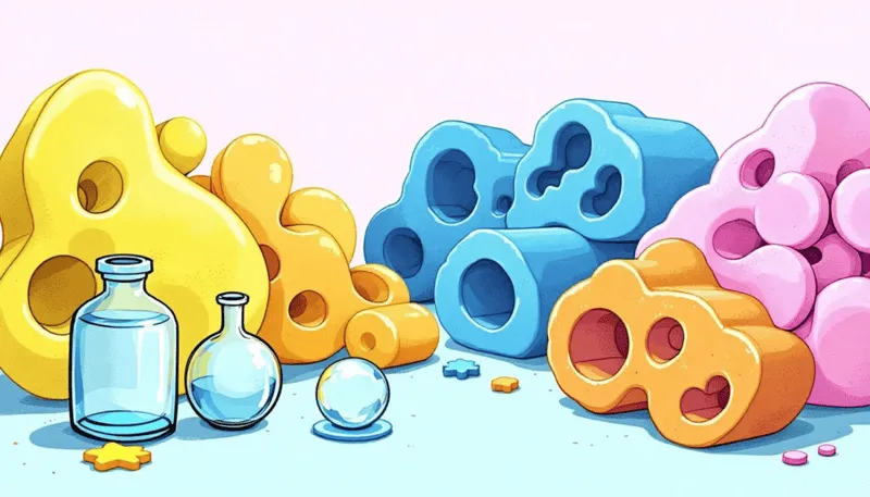 Abstract Foam Dunnage and Packaging Materials Illustration Foam dunnage providing cushioning for fragile items.