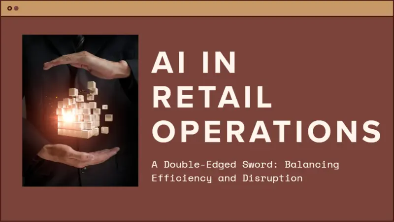 Hands surrounding glowing cubes symbolizing AI in retail: efficiency vs. disruption