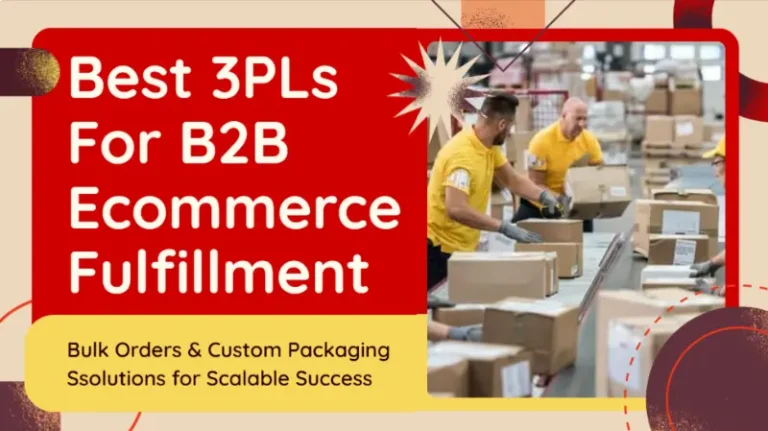Workers in yellow uniforms handling custom-packaged bulk shipments for B2B ecommerce fulfillment operations.