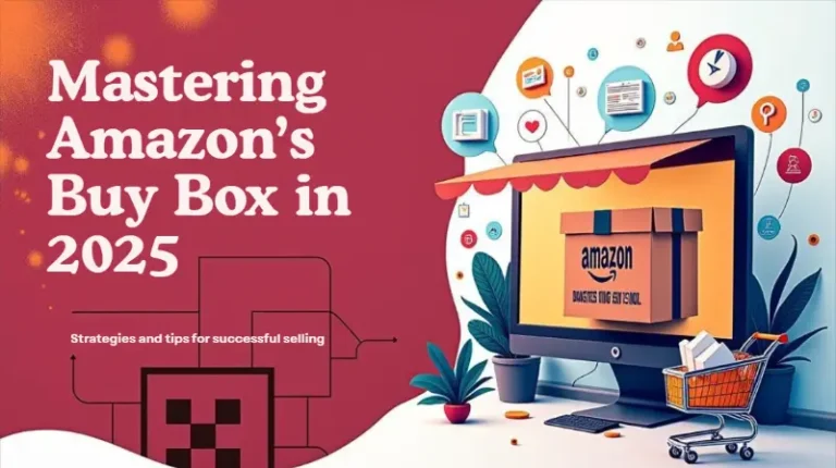 Digital illustration of Amazon’s Buy Box update with shopping cart and ecommerce icons