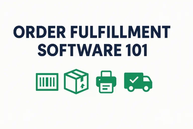 Simple banner reading “Order Fulfillment Software 101” for a blog on automating fulfillment, reducing shipping costs, and improving delivery times.