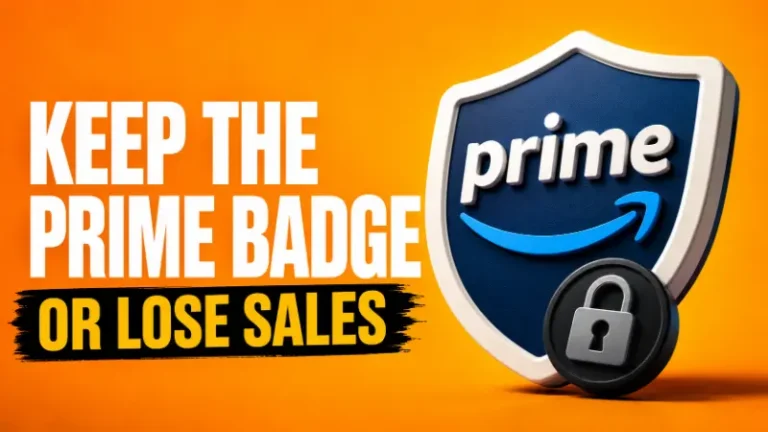 Seller Fulfilled Prime badge graphic highlighting the importance of maintaining SFP performance to protect Prime eligibility and sales.