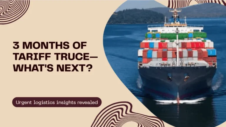 Container vessel navigating calm waters, symbolizing short-term relief from US-China trade tariffs.