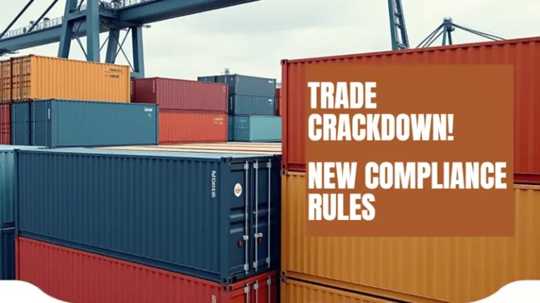 Cargo containers symbolizing new import compliance rules affecting ecommerce supply chains