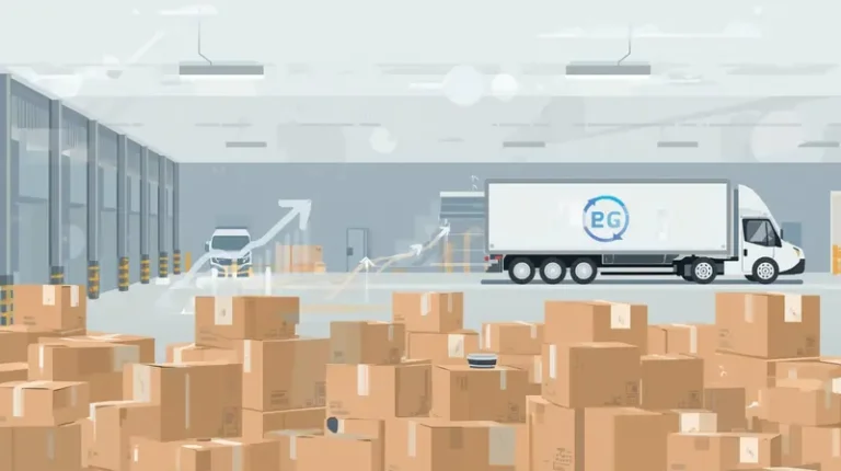 Delivery truck with packages and shipping surcharge icons illustrating ecommerce logistics cost pressures