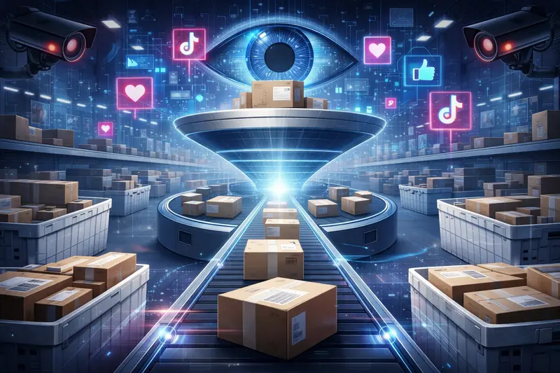 Shipping infrastructure illustration representing TikTok’s USPS label policy shift for ecommerce sellers