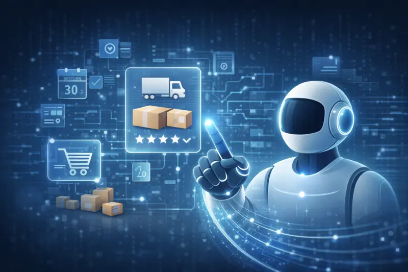 Illustration of an AI agent selecting products based on logistics data