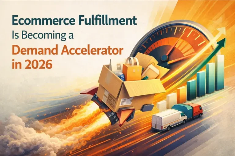 Diagram showing fulfillment performance driving conversion rates, marketplace rankings, and customer lifetime value in modern ecommerce