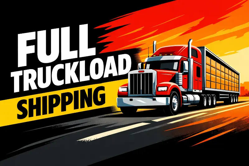 A full truckload shipment in transit on a highway, representing ecommerce FTL delivery operations