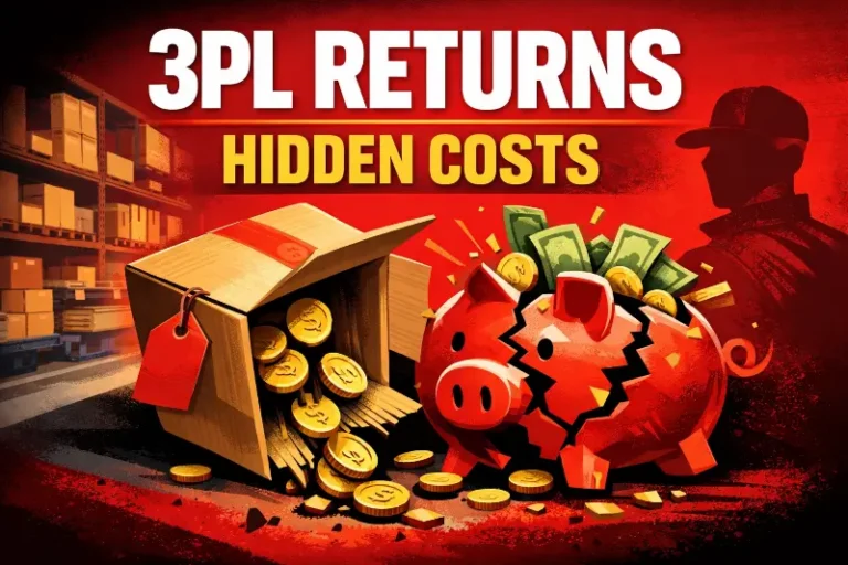 3PL returns process flow from customer return through disposition decisions with cost and visibility breakpoints highlighted