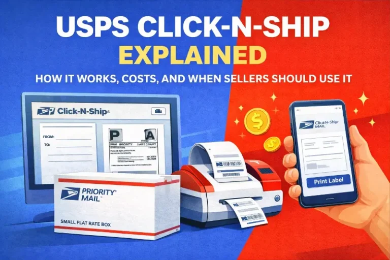 Image showing USPS Click-N-Ship workflow versus shipping software platforms with volume thresholds and cost breakpoints