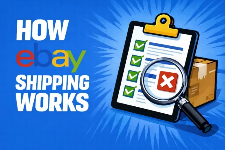 eBay shipping configuration dashboard showing delivery promise calculation with handling time and advanced shipping rules for sellers