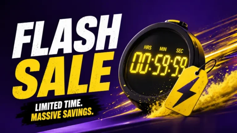 Flash sale concept showing countdown timer and surge in ecommerce demand creating operational pressure and fulfillment risk