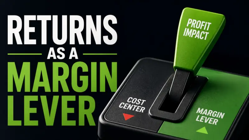 Lever shifting returns from cost center to margin lever to symbolize a strategic profitability mindset in ecommerce returns management.