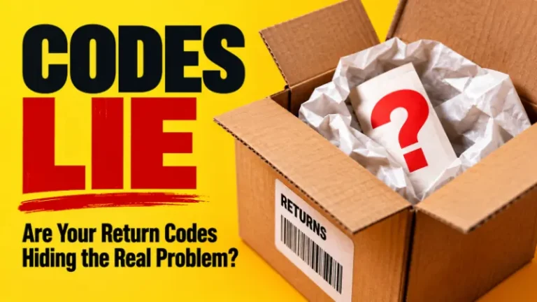 Open returns box illustrating how return reason codes can hide the real cause of ecommerce returns.